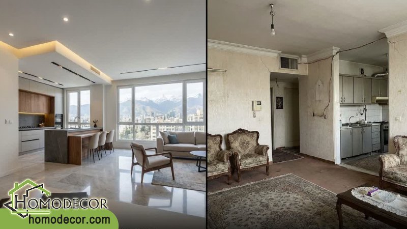 بازسازی آپارتمان های قدیمی با تغییر چیدمان داخلی 